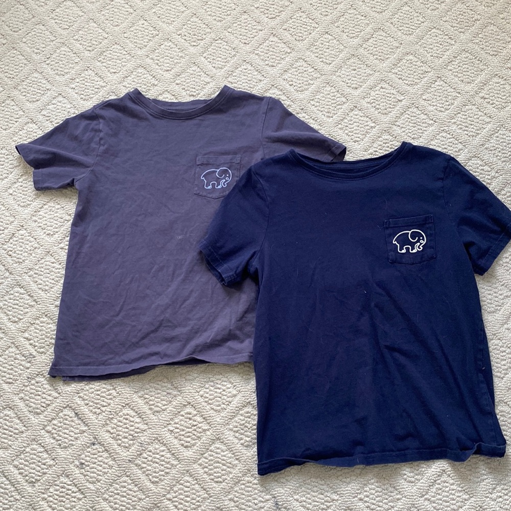 Two (Purple and Navy) T-shirts With Designs on Back | $12.50 Each Shirt
